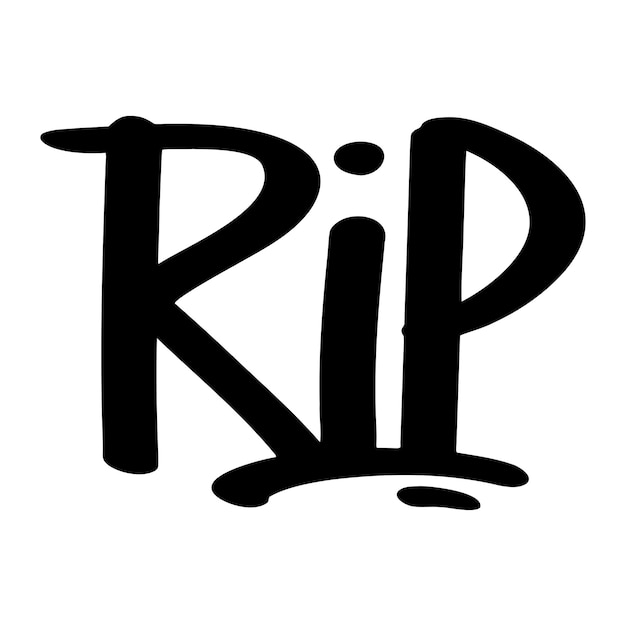 RIP handwritten text Rest in peace abbreviation Vector design lettering for passed away