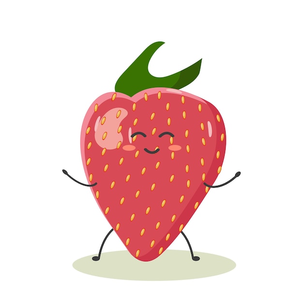 Ripe strawberry in the style of kawaii