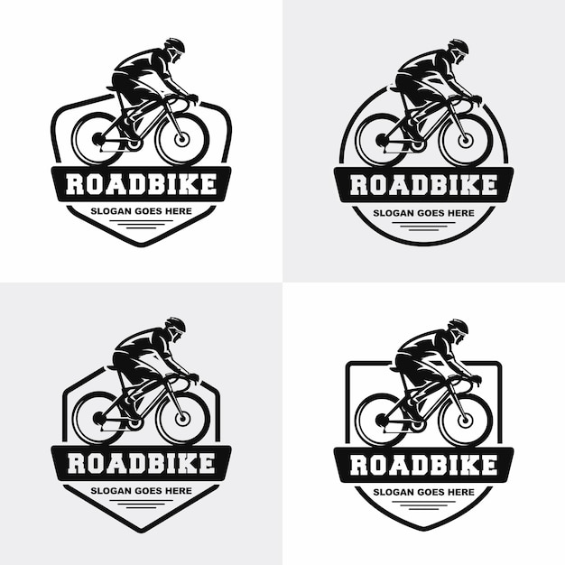 Road bike logo set vector