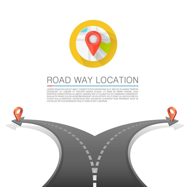 Road choice, Road arrow cover, Road way location , Vector background