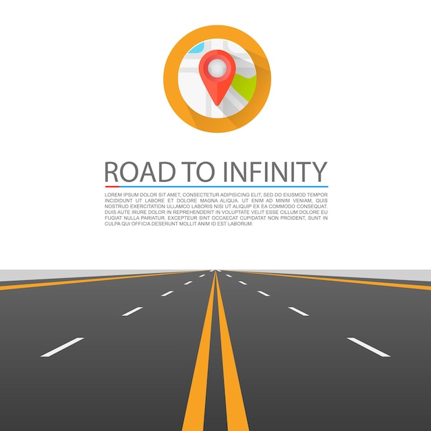 Road to infinity, Road vector highway, Vector illustration, Road sky background.