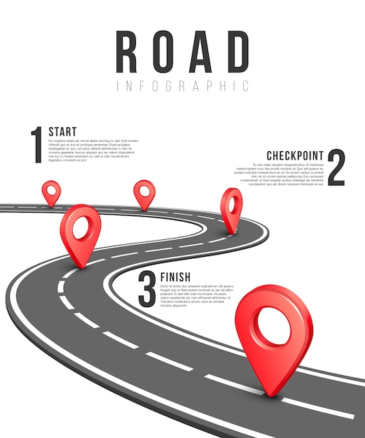 Road infographic vector template