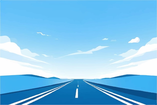 Vector road landscape with clear blue sky vector background