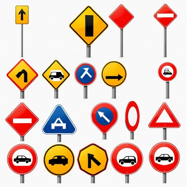 Vector road sign vector set white background isolated a high qua