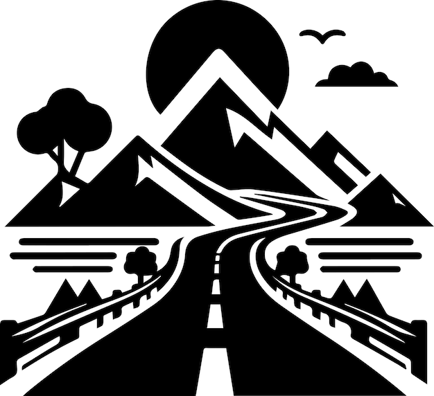 Road vector silhouette black color 8