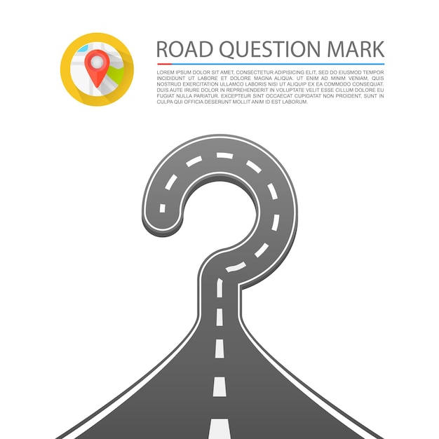 Road vraagteken teken kunst. vector illustratie