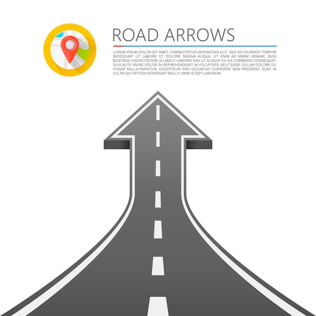Road with an arrow up. Vector illustration