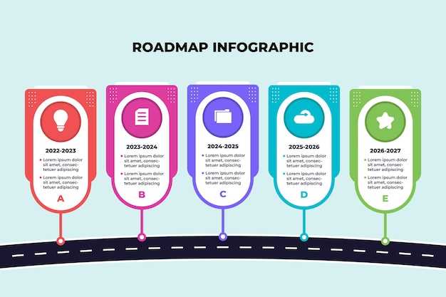 Vector roadmap timeline colorful business presentation