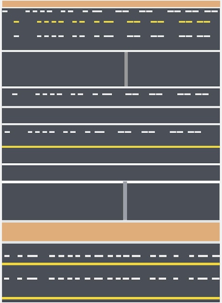 Vector roads icons set road forks icon road sections of different shapes line with editable stroke