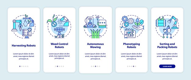 Robotics in agriculture onboarding mobile app screen