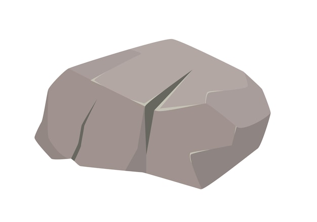 Vector rock boulder cracked gray stone material of natural block for construction