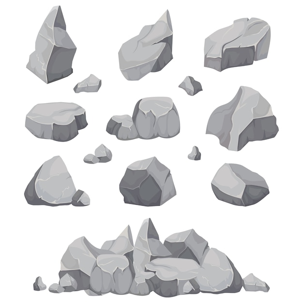 Rock stones. Graphite stone, coal and rocks pile isolated 