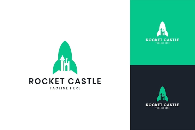 Rocket castle negative space logo design