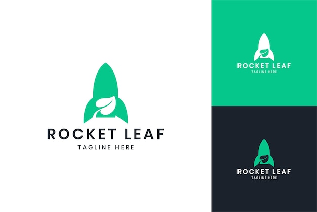 Rocket leaf negative space logo design