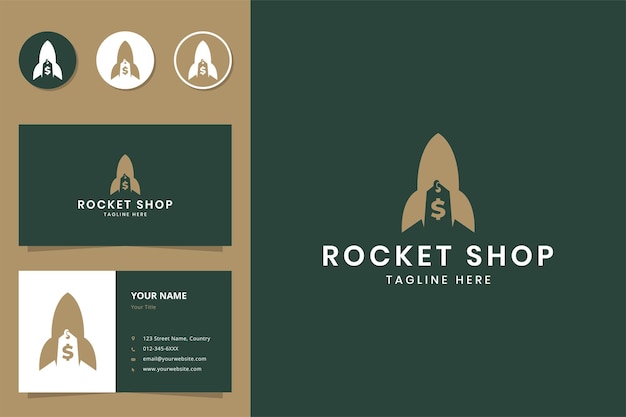 Rocket shop negative space logo design