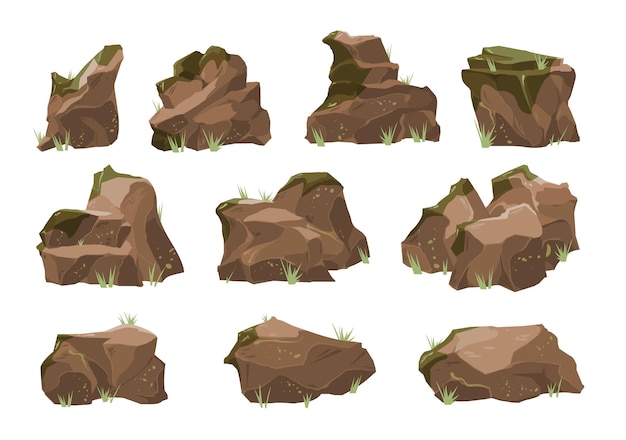 Rocks Moss Realistic Set