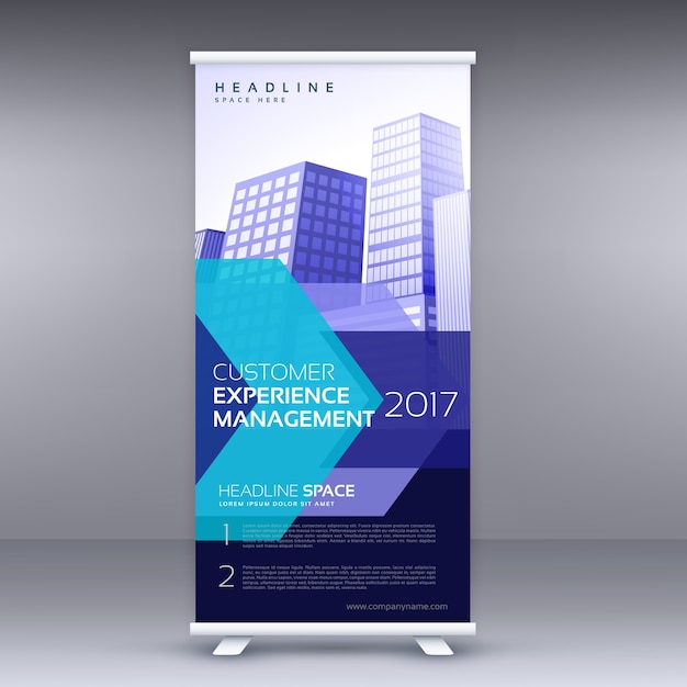 Roll up banner template in blue tones