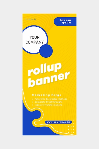 Vector rollup banner design with simple shapes for minimalistic company promotion