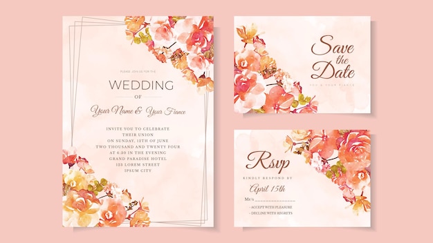 Romantic Floral flowers marriage wedding nuptials invitation template