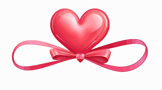 Vector romantic heart love ribbon vector illustration