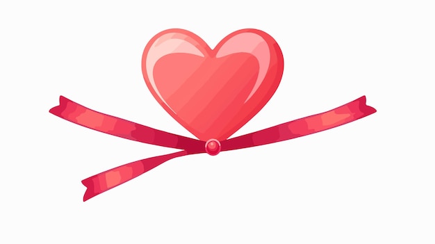 Vector romantic heart love ribbon vector illustration