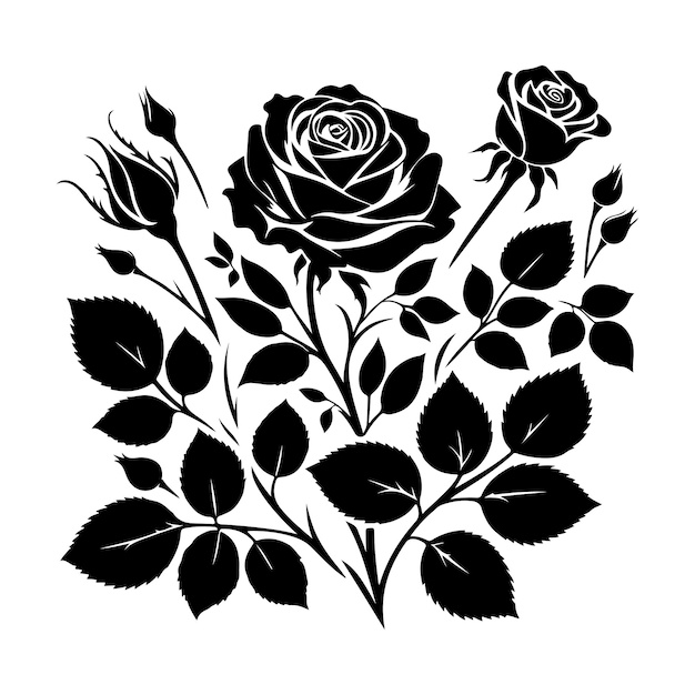 Rose flower Silhouette vector illustration