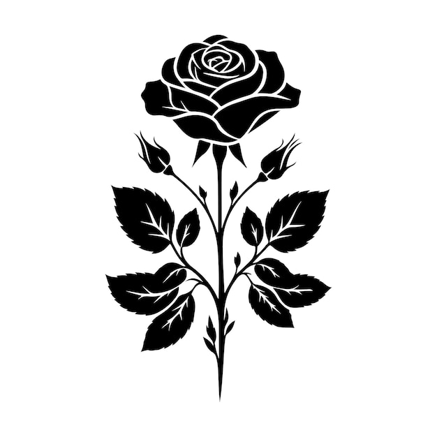 Rose flower Silhouette vector illustration