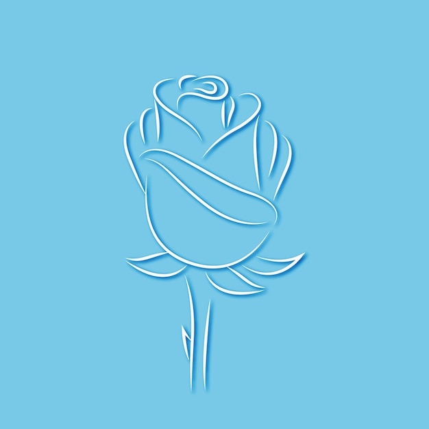 Rose Flower Watermark Style Background Design, Outline Rose Symbol