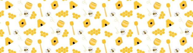 Vector royal jelly honey bee seamless pattern background