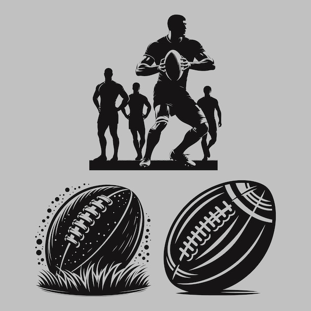 Vector rugby football silhouette vector