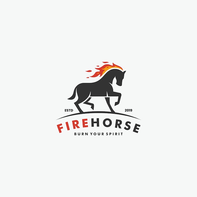 Running Horse With Flame Fire logo