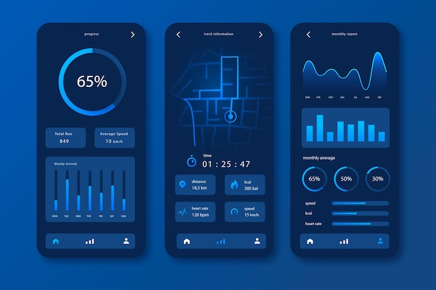 Running mobile app infographic flat style