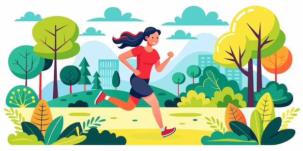 running in park vector illustration