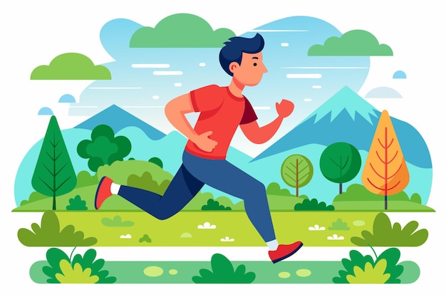 running in park vector illustration