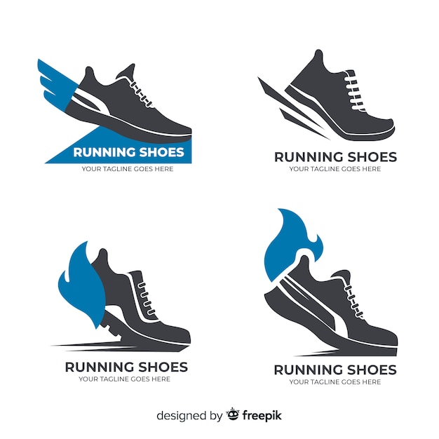 Vector running shoes logo collection