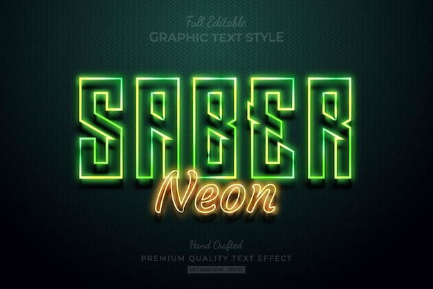 Saber Neon Glow Editable Premium Text Effect Font Style