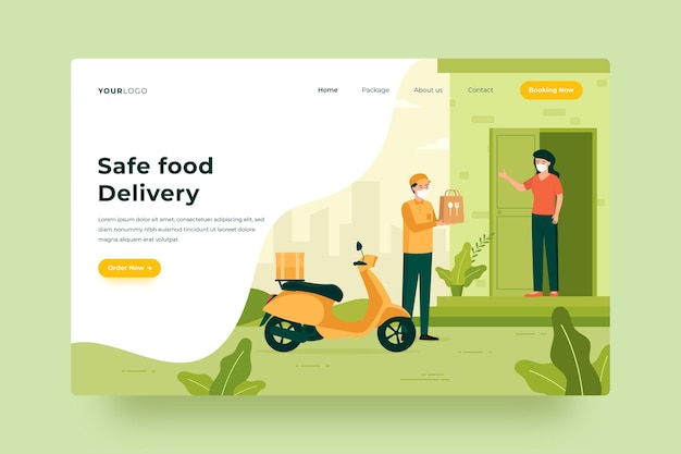 Vector safe food delivery - landing page