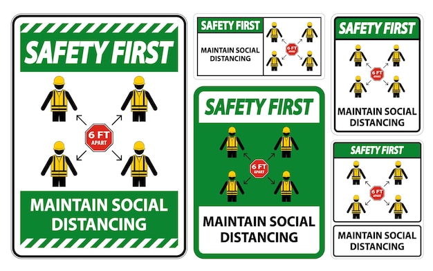 Vector safety first open pit sign open pit keep out