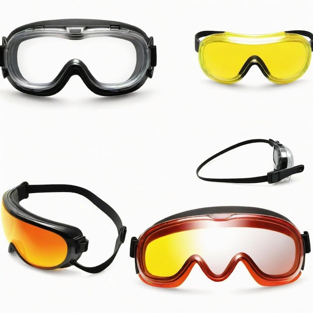 Vector safety goggles detailed vector set