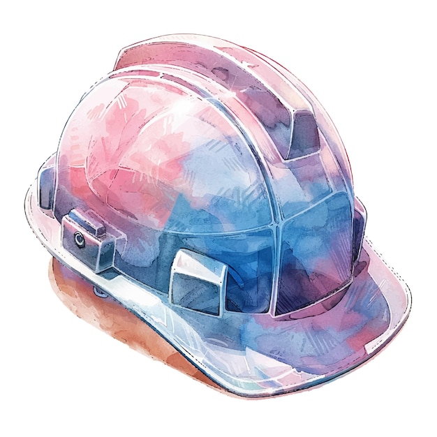 Vector safety helmet vector illustration in watercolour style