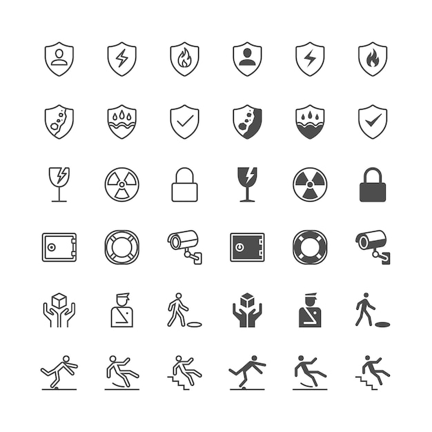 Vector safety icons included normal and enable state