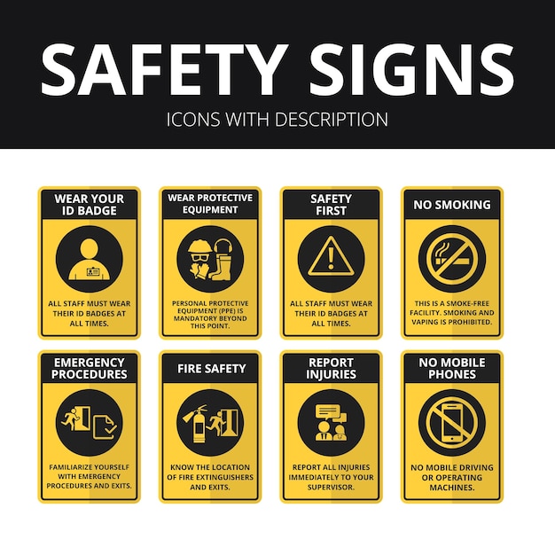 Vector safety signs vector construction sign safety first signage