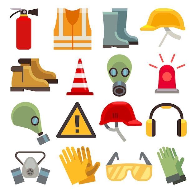 Vector safety work flat icons