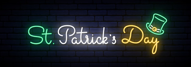 Saint Patrick's Day long neon banner.