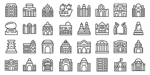 Saint Petersburg icons set outline vector City skyline