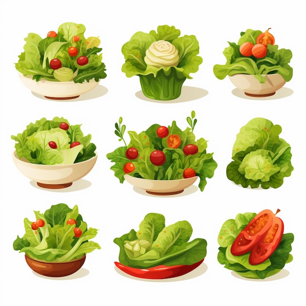 Vector salad food fresh illustration diet vector organic healthy vegetable nutrition bowl vegeta