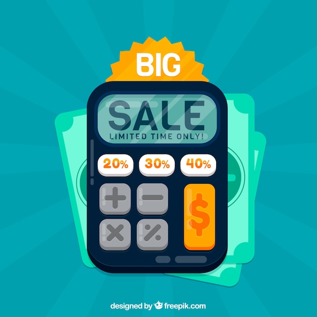 Sale background design with calculator