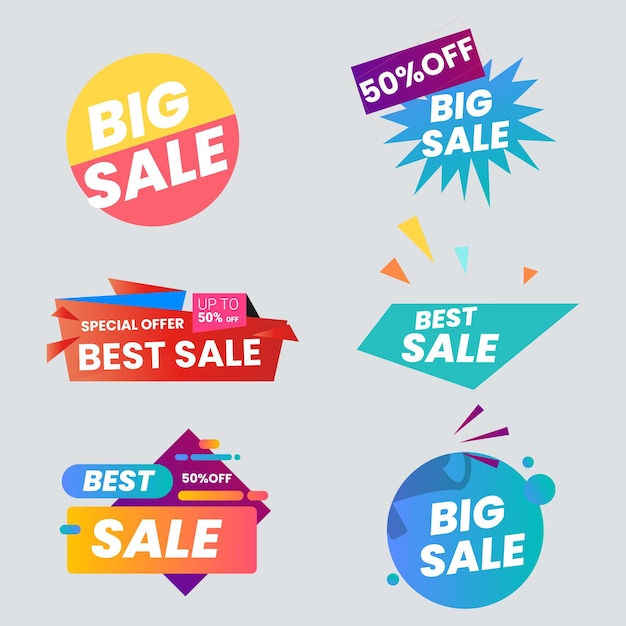 Vector sale label collection set set ribbon banner and label sticker sale offer and badge tag sale adverti