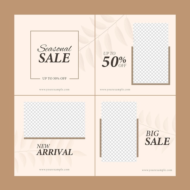 Sale Post Or Template Design With 50% Discount Offer And Copy Space In Four Options.