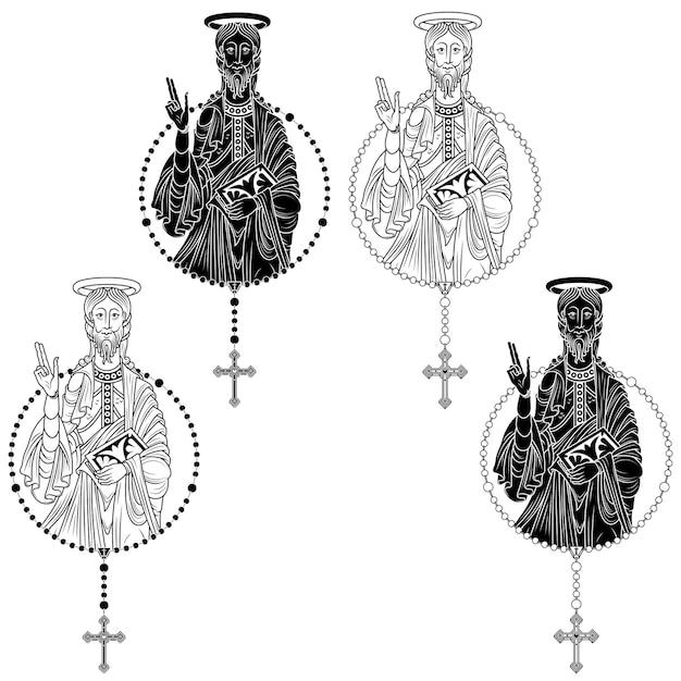 Vector santiago apostle with catholic rosary